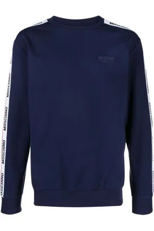 Moschino Sweatshirts & Hoodies, Herr, M, Bomull, Blå Logo Tröja Marin