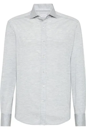 Brunello Cucinelli Skjorta, Herr, 2Xl, Bomull, Silke och Bomull Jersey Skjorta