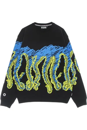 Octopus Sweatshirts & Hoodies, Herr, S, Bomull, Svart Lättvikts Crewneck Sweatshirt med Logo