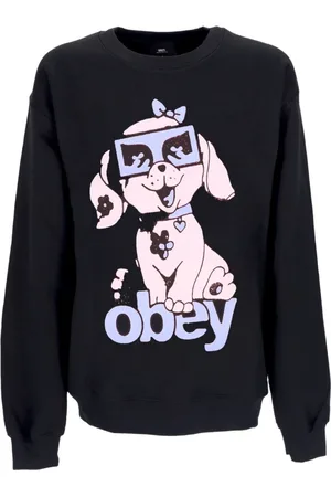 Obey Sweatshirts & Hoodies, Herr, L, Bomull, Svart Crew Neck Sweatshirt Valp