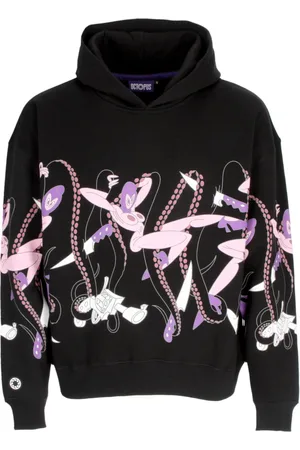 Octopus Sweatshirts & Hoodies, Herr, M, Bomull, Love Hoodie Svart Ribbad Kollektion
