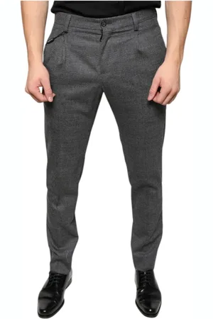 Dolce & Gabbana Byxor, Herr, S, Grå Tartan Ull Skinny Byxor