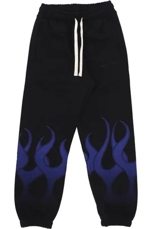 Vision Of Super Byxor, Herr, S, Bomull, Flames Lättvikts Tracksuit Byxor Svart/Blå