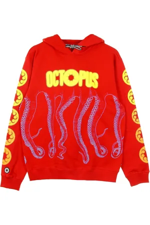 Octopus Sweatshirts & Hoodies, Herr, L, Bomull, Röd Lättvikts Hoodie Sweatshirt