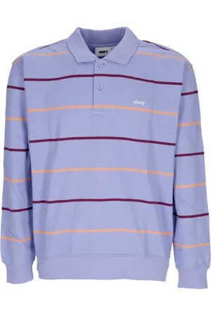 Obey Sweatshirts & Hoodies, Herr, S, Bomull, Långärmad Polo Sweatshirt Digital Violett