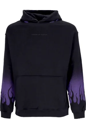 Vision Of Super Sweatshirts & Hoodies, Herr, S, Bomull, Flames Hoodie Svart/Lila Långärmad