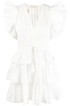 ULLA JOHNSON Klänning, Dam, L, Bomull, Beige Bomull Mini Klänning