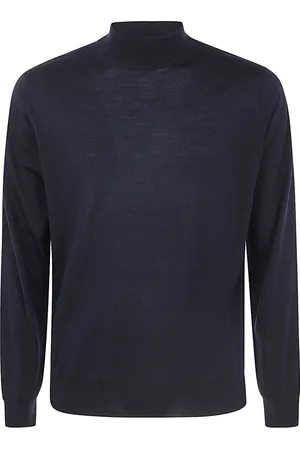 FILIPPO DE LAURENTIIS Stickade tröjor & koftor, Herr, M, Kashmir, Blå Merinos Turtleneck Tröja