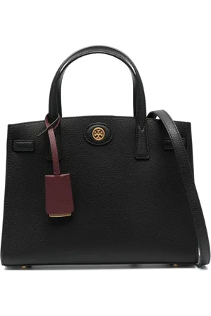 Tory Burch Väska, Dam, ONE Size, Läder, Svart Läder Axelväska med Logotyp