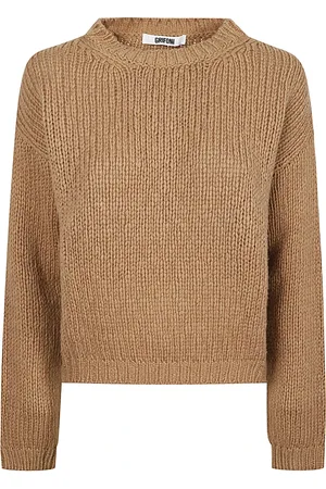 Mauro Grifoni Stickade tröjor & koftor, Dam, M, Kamelull Crewneck Sweater