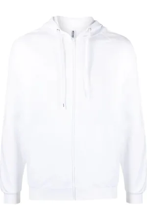 Moschino Sweatshirts & Hoodies, Herr, L, Bomull, Vit Dragkedja Sweatshirt Casual Sweater Hoodie
