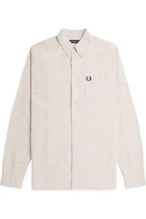 Fred Perry Skjorta, Herr, M, Bomull, Randig långärmad bomullsskjorta