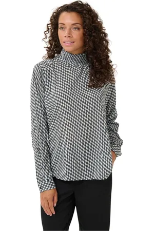 Kaffe Blusar & Skjortor , Dam, XS, Tryckt Smock Blus Topp Vågigt Tryck