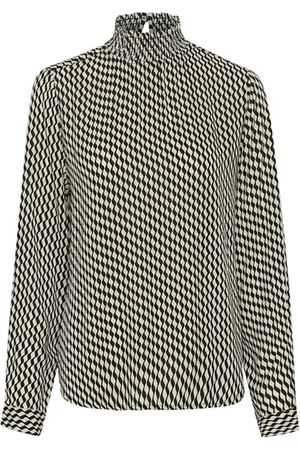 Kaffe Topp, Dam, 2Xl, Vågigt Tryck Smock Blus Topp