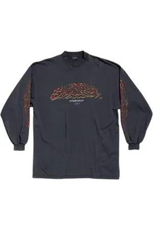 Balenciaga Topp, Herr, M, Bomull, Vintage Mörkgrå Tee-Shirt Unisex