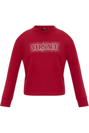 VERSACE Sweatshirts & Hoodies, Dam, 2Xs, Bomull, Sweatshirt med skimrande kristaller
