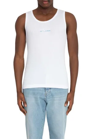 Etudes Topp, Herr, M, Vit Ribbad Tank Top