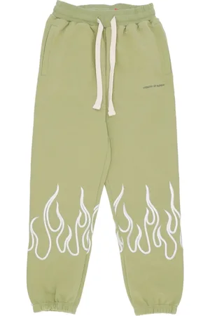 Vision Of Super Byxor, Herr, M, Bomull, Flammande Broderade Tracksuit Byxor Grön