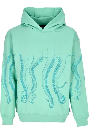 Octopus Sweatshirts & Hoodies, Herr, S, Bomull, Outline Hoodie Mint Lättvikts Sweatshirt
