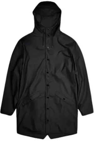 Rains Jacka, Dam, M, Polyester, Svart Lång Jacka Vattentät Stilfull Design
