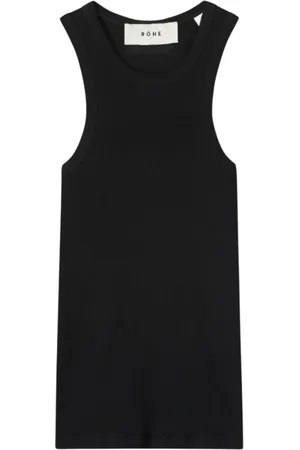 Rohe Topp, Dam, M, Bomull, Svart Bomullsribbad Tanktopp