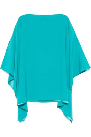 GIANLUCA CAPANNOLO Jacka, Dam, ONE Size, Blå Satintopp med Draperade ärmar