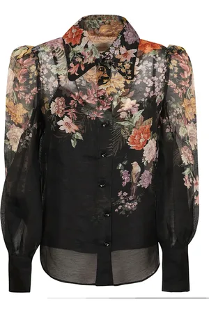 ZIMMERMANN Blusar & Skjortor , Dam, S, Linne, Svart Linne Siden Skjorta Aw24
