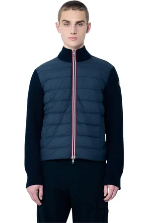 Moncler Jacka, Herr, M, Bomull, Vadderad cardigan med färgade ränder
