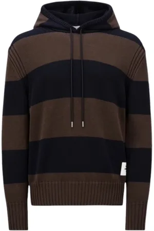 Moncler Sweatshirts & Hoodies, Herr, M, Bomull, Randig Stickad Bomullshoodie