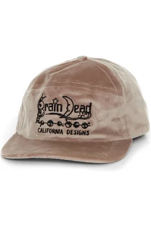Brain Dead Accessoarer, Herr, ONE Size, Läder, Krökt Front Panel Cap med Logo