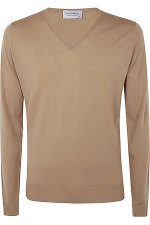 JOHN SMEDLEY Stickade tröjor & koftor, Herr, L, Muskot V-ringad Pullover Sweater