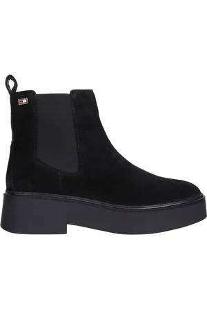 Tommy Hilfiger Skor, Dam, 38 EU, Mocka, Svarta Chelsea Flag Ankelboots