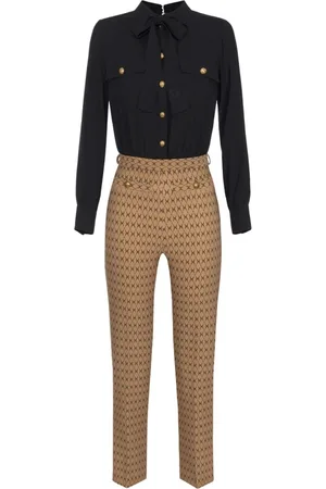 Elisabetta Franchi Jumpsuits & Playsuits, Dam, XS, Stretch Crêpe Jumpsuit med Rosett