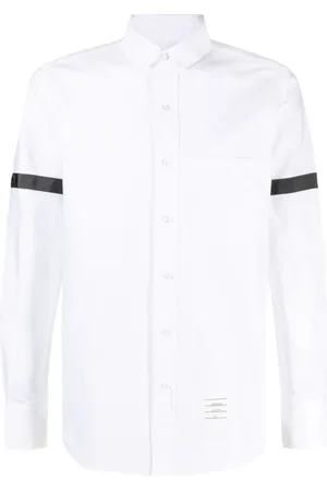 Thom Browne Skjorta, Herr, XL, Bomull, Lyxig långärmad skjorta med rund krage