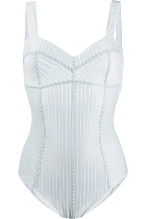 Oseree Badkläder, Dam, M, Polyester, Ljusblå Maillot Lines Baddräkt