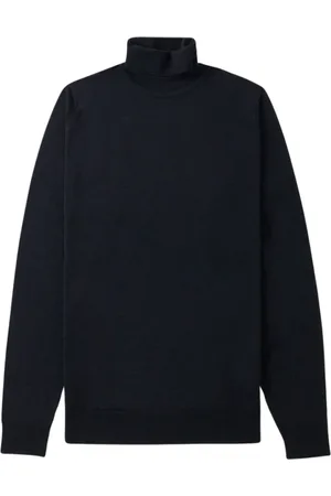 JOHN SMEDLEY Stickade tröjor & koftor, Herr, S, Svart Rollneck Tröja Stilfull Uppdatering