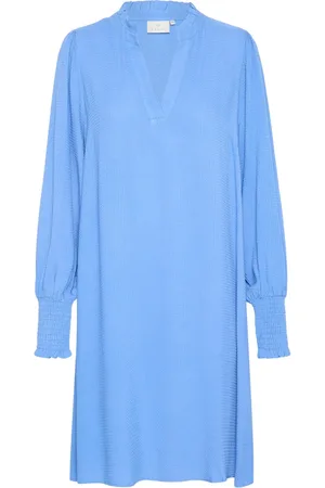 Kaffe Klänning, Dam, 3Xl, Flowing Klänning med Smock Manschetter