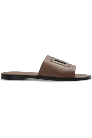 Dolce & Gabbana Skor, Herr, 41 EU, Läder, Lädersandaler med logotyp