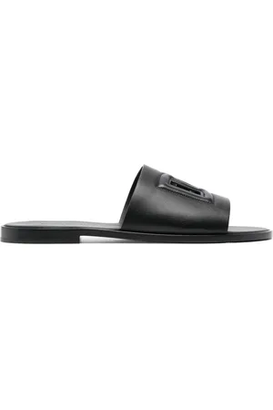 Dolce & Gabbana Skor, Herr, 44 EU, Läder, Svarta Logosandaler