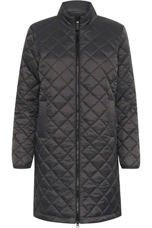 Kaffe Kappa, Dam, XS, Quiltad Lång Jacka Svart Ostron