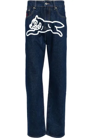 ICECREAM Jeans, Herr, W32, Denim, Blå Denim Grafiskt Tryck Jeans