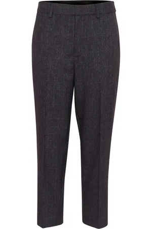 Kaffe Byxor, Dam, 3Xl, Mörkgrå Rutig Cropped Byxor