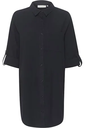 Kaffe Blusar & Skjortor , Dam, 2Xl, Bomull, Midnight Marine Skjorta Tunika Top