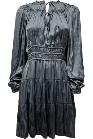 ULLA JOHNSON Klänning, Dam, M, Polyester, Rynkad hög hals klänning