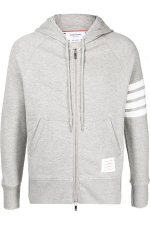 Thom Browne Sweatshirts & Hoodies, Herr, M, Bomull, Grå 4-Bar Zip Hoodie