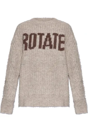 ROTATE Stickade tröjor & koftor, Dam, L, Löst sittande tröja med broderad logotyp
