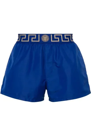 VERSACE Badkläder, Herr, M, Polyester, Klassiska Grecca Badshorts Blå