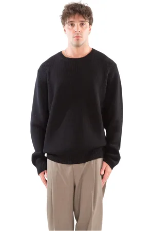 Seven Gauge Stickade tröjor & koftor, Herr, L, Räfflad Merinos Crewneck Sweater