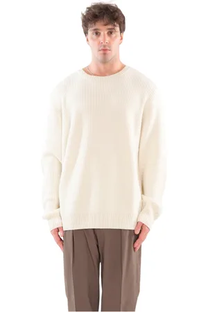 Seven Gauge Stickade tröjor & koftor, Herr, M, Räfflad Merinos Crewneck Sweater