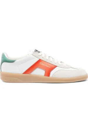 santoni Skor, Dam, 36 EU, Läder, Damers vita, blå och röda läder- och mocka DBS Oly sneaker